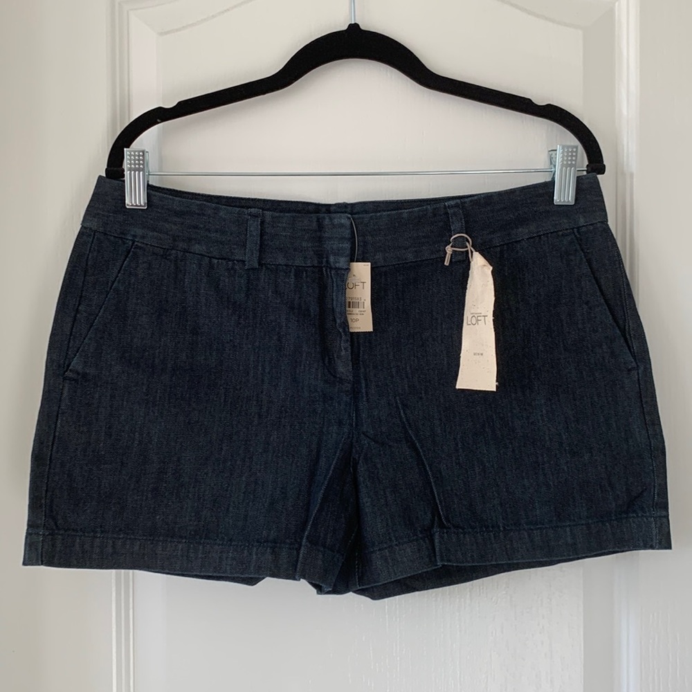 LOFT Dark Rinse 100% Cotton 3.5” Inseam Jean Shorts Size 10P New With Tag